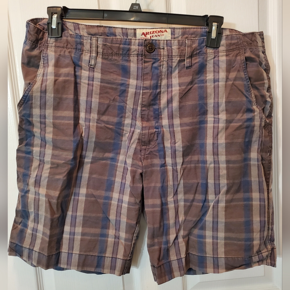 Arizona Jean Company Brown and Blue Flat Front Shorts
